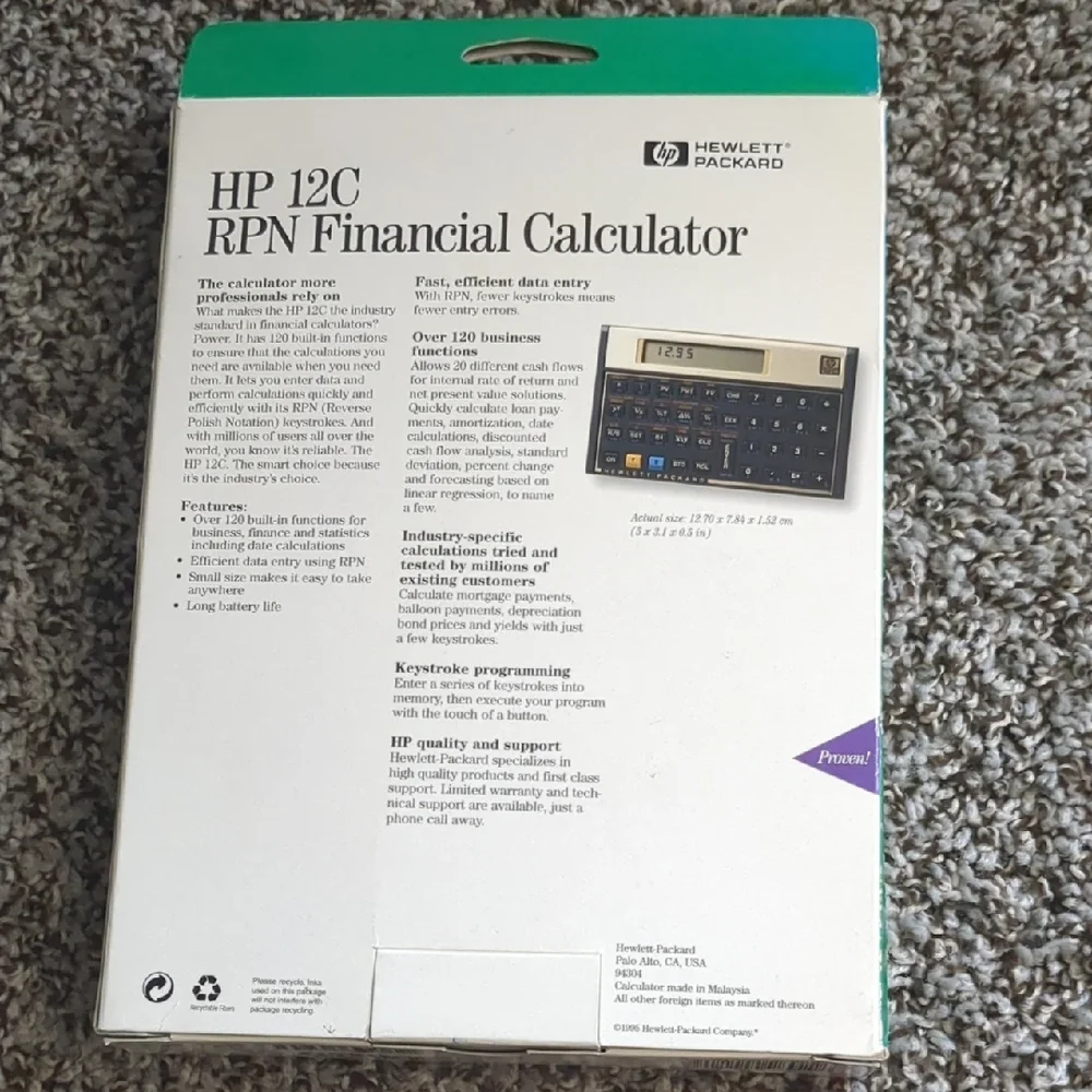 HP 12C Financial Calculator -New